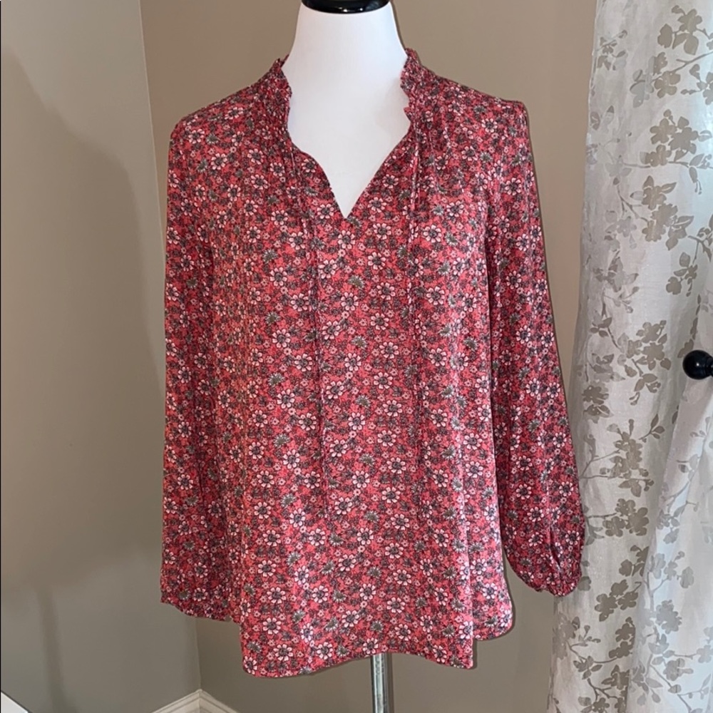 Red floral blouse from Loft size LP